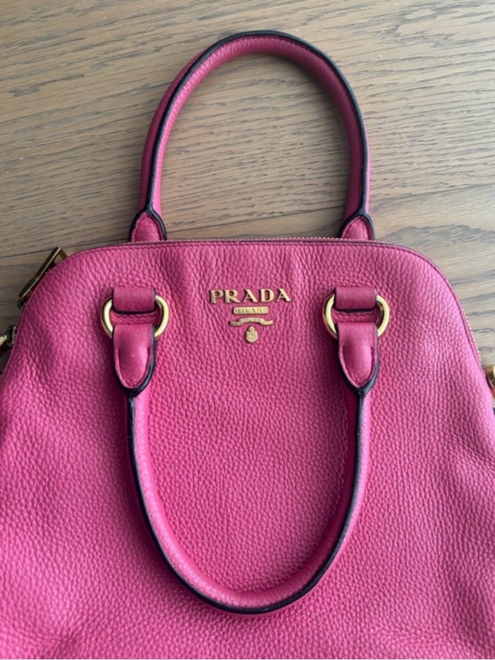 Prada Pink Pebbled Leather Crossbody Satchel with Gold Hardware - Picture 8 of 14